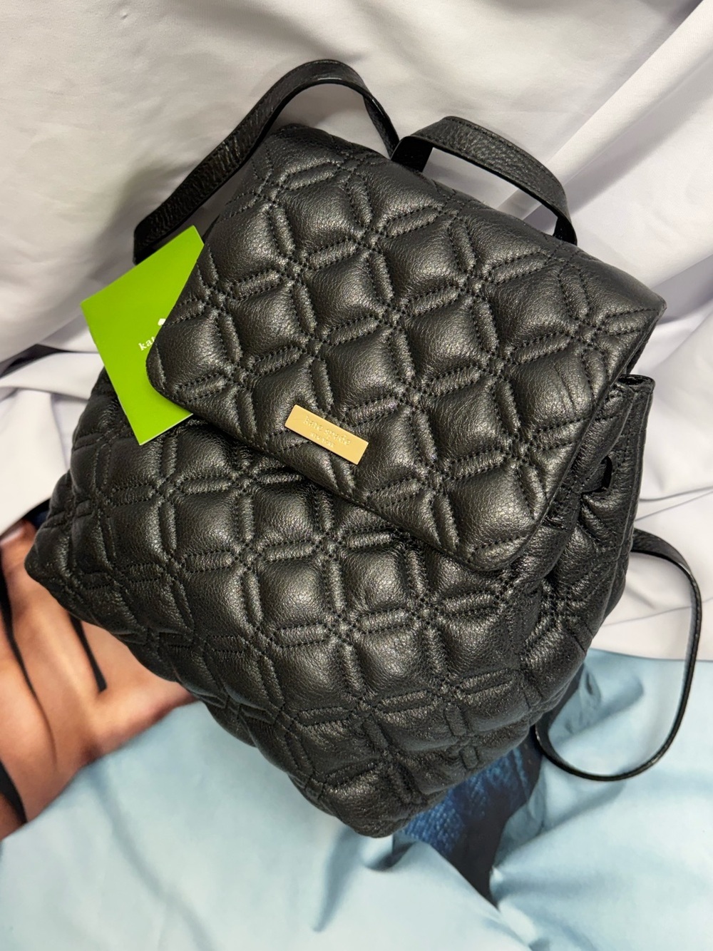 (new+tag) Kate Spade Quilted Black Leather Backpack Marley Astor Court